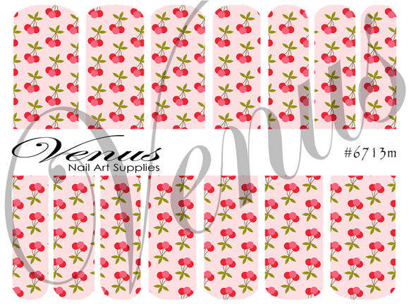 Water Transfer Decals - Floral Fruits - Cherries #6713m - Venus Nail Art Supplies Australia