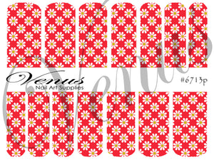 Water Transfer Decals - Floral Fruits - Red/White Daisies #6713p - Venus Nail Art Supplies Australia