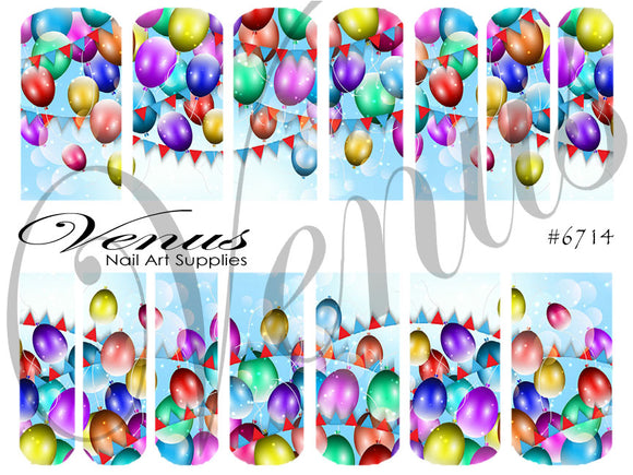 Water Transfer Decals - Balloons #6714 - Venus Nail Art Supplies Australia