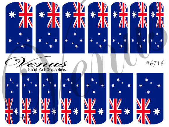 Water Transfer Decals - Australian Flag #6716 - Venus Nail Art Supplies Australia
