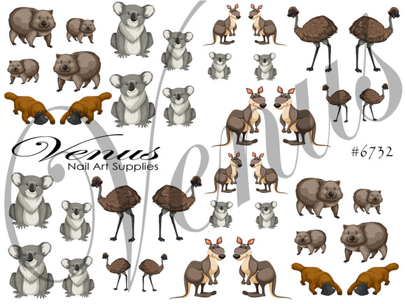 Water Transfer Decals - Australian Animals #6732 - Venus Nail Art Supplies Australia