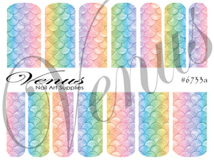 Water Transfer Decals - Scales - Rainbow #6733a - Venus Nail Art Supplies Australia