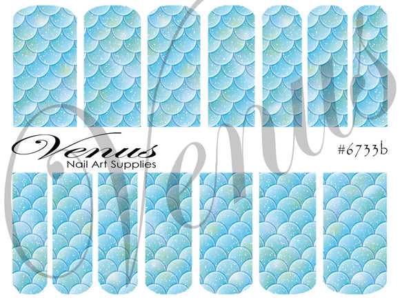 Water Transfer Decals - Scales - Blue #6733b - Venus Nail Art Supplies Australia