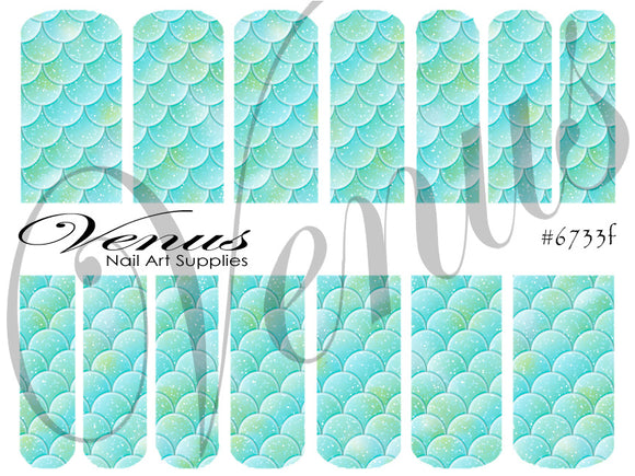 Water Transfer Decals - Scales - Aqua #6733f - Venus Nail Art Supplies Australia
