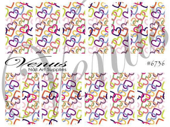 Water Transfer Decals - Heart Rings #6736 - Venus Nail Art Supplies Australia