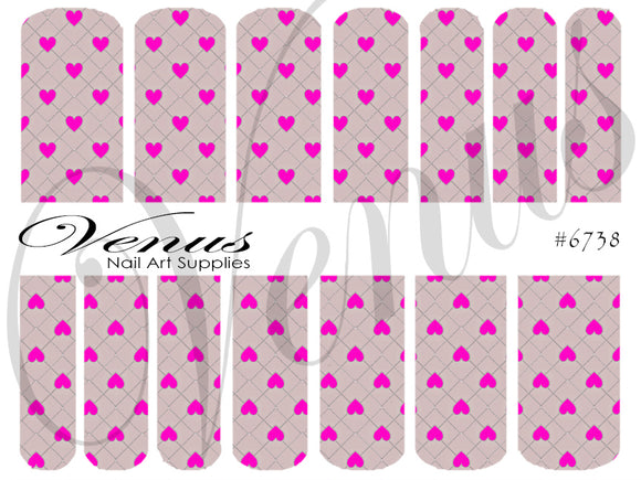 Water Transfer Decals - Cross My Heart - Grey #6738 - Venus Nail Art Supplies Australia
