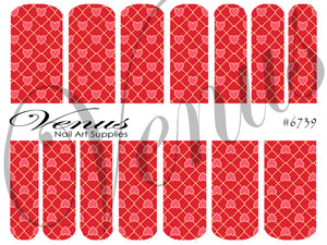 Water Transfer Decals - Cross My Heart - Light Red #6739 - Venus Nail Art Supplies Australia