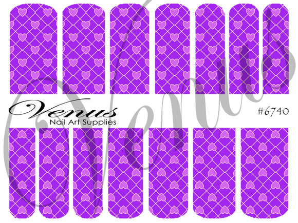 Water Transfer Decals - Cross My Heart - Purple #6740 - Venus Nail Art Supplies Australia