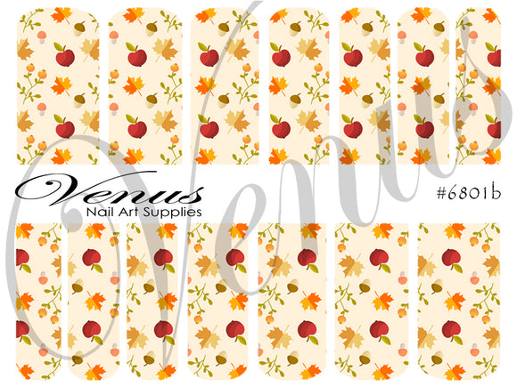 Water Transfer Decals - Autumn Afternoon B #6801b - Venus Nail Art Supplies Australia