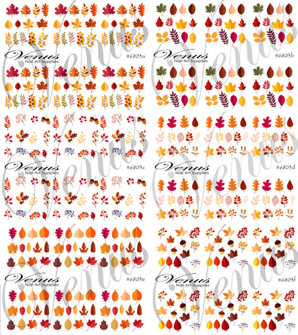 Water Transfer Decals - Autumn Leaves #6803 - Venus Nail Art Supplies Australia