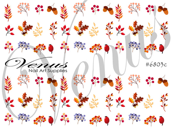 Water Transfer Decals - Autumn Leaves #6803c - Venus Nail Art Supplies Australia