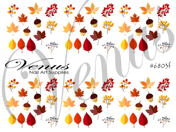 Water Transfer Decals - Autumn Leaves #$6803f - Venus Nail Art Supplies Australia