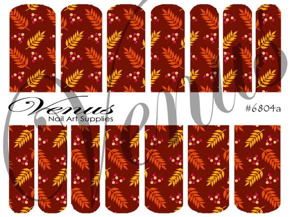 Water Transfer Decals - Autumn In Full Swing A #6804a - Venus Nail Art Supplies Australia