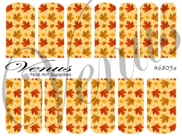 Water Transfer Decals - Autumn Print A #6805a - Venus Nail Art Supplies Australia