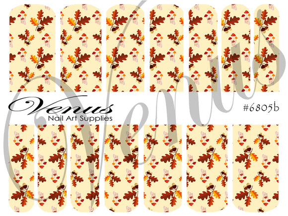 Water Transfer Decals - Autumn Print B #6805b - Venus Nail Art Supplies Australia