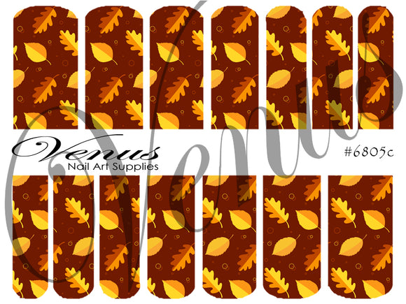 Water Transfer Decals - Autumn Print C #6805c - Venus Nail Art Supplies Australia