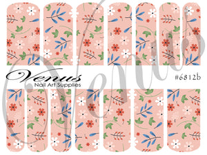 Water Transfer Decals - Vintage Floral - Pink #6812b - Venus Nail Art Supplies Australia