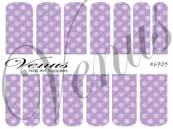 Water Transfer Decals - Lilac Snowflakes #6905 - Venus Nail Art Supplies Australia