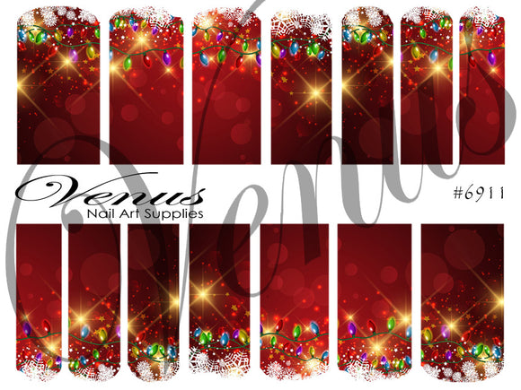Water Transfer Decals - Xmas Lights - Red #6911 - Venus Nail Art Supplies Australia