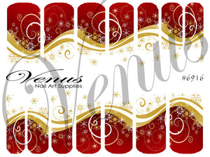 Water Transfer Decals - Christmas Swirls #6916 - Venus Nail Art Supplies Australia