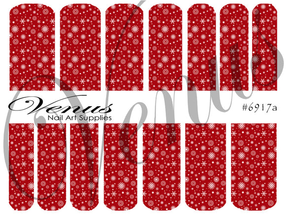 Water Transfer Decals - Snowflakes 17 - Red #6917a - Venus Nail Art Supplies Australia