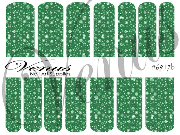 Water Transfer Decals - Snowflakes 17 - Green - Venus Nail Art Supplies Australia