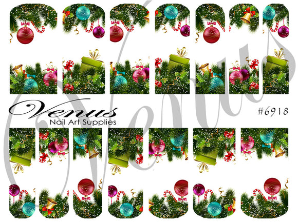 Water Transfer Decals - Xmas Garland #6918 - Venus Nail Art Supplies Australia