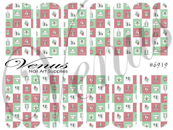 Water Transfer Decals - Xmas Blocks #6919 - Venus Nail Art Supplies Australia