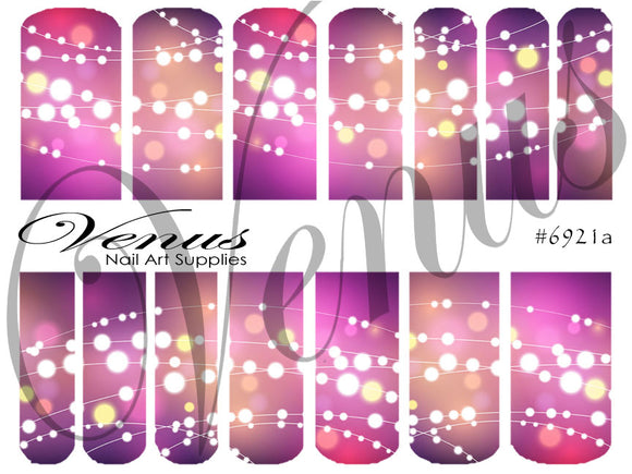 Water Transfer Decals - Christmas Lights - Pink #6921a - Venus Nail Art Supplies Australia