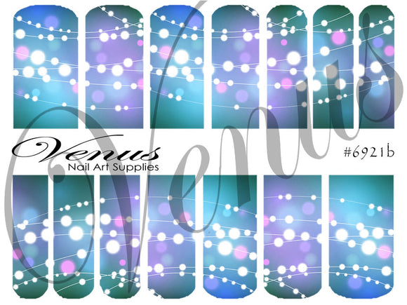Water Transfer Decals - Christmas Lights - Blue #6921b - Venus Nail Art Supplies Australia