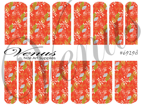 Water Transfer Decals - Christmas Florals #6929d - Venus Nail Art Supplies Australia