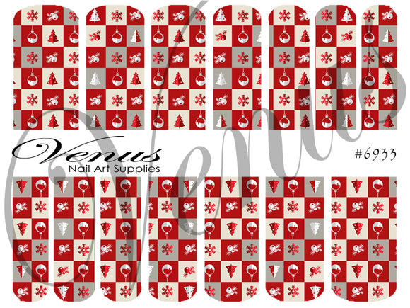 Water Transfer Decals - Christmas Blocks #6933 - Venus Nail Art Supplies Australia