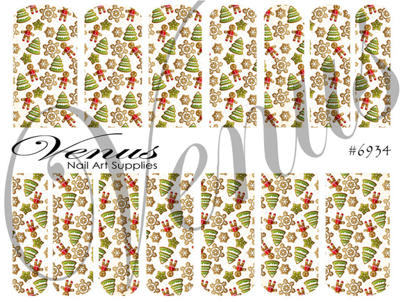 Water Transfer Decals - Gingerbread #6934 - Venus Nail Art Supplies Australia