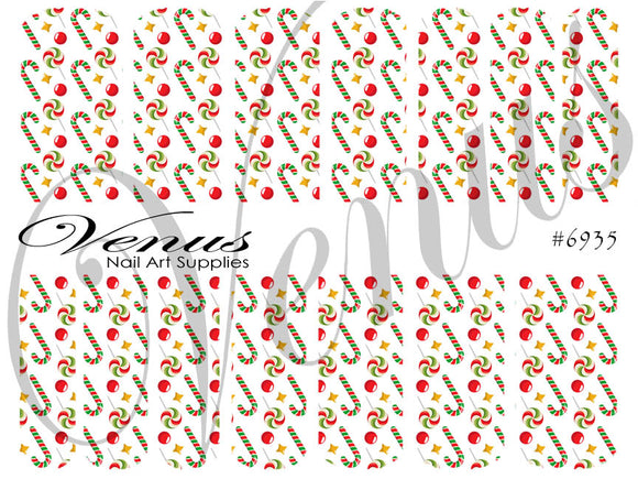 Water Transfer Decals - Xmas Candy #6935 - Venus Nail Art Supplies Australia
