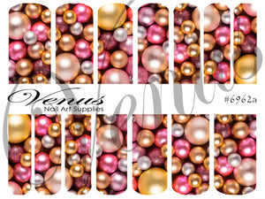 Water Transfer Decals - Christmas Baubles - Pink #6962a - Venus Nail Art Supplies Australia