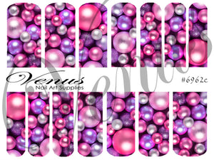 Water Transfer Decals - Christmas Baubles - Purple #6962c - Venus Nail Art Supplies Australia