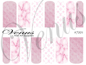 Water Transfer Decals - Designer Inspired LV Pink #7001 - Venus Nail Art Supplies Australia