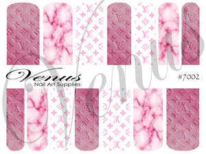 Water Transfer Decals - Designer Inspired LV Rose Pink #7002 - Venus Nail Art Supplies Australia