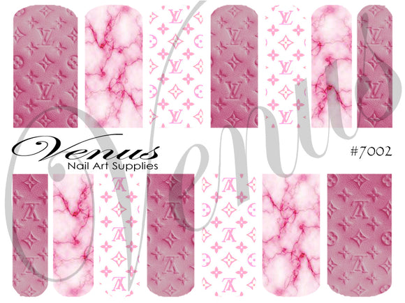 Water Transfer Decals - Designer Inspired LV Rose Pink #7002 - Venus Nail Art Supplies Australia