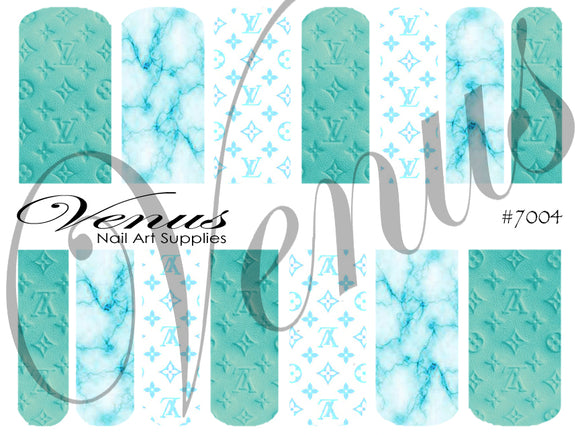Water Transfer Decals - Designer Inspired LV Aqua #7004 - Venus Nail Art Supplies Australia