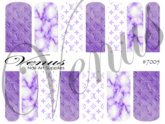 Water Transfer Decals - Designer Inspired LV Purple #7005 - Venus Nail Art Supplies Australia