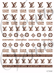 Water Transfer Decals - Designer Inspired LV Logo - Brown #7008 - Venus Nail Art Supplies Australia