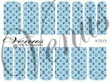 Water Transfer Decals - Designer Inspired LV Blue #7013 - Venus Nail Art Supplies Australia