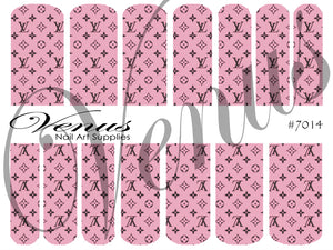 Water Transfer Decals - Designer Inspired LV Pink #7014 - Venus Nail Art Supplies Australia