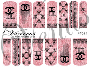 Water Transfer Decals - Designer Inspired CC Pink #7015 - Venus Nail Art Supplies Australia