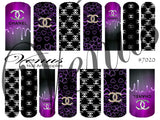 Water Transfer Decals - Designer Inspired CC Black / Purple #7020 - Venus Nail Art Supplies Australia