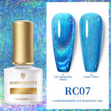 BORN PRETTY Laser Rainbow Holo Reflective Magnetic Cateye Gel Polish - RC07 | Venus Nail Art Supplies Australia