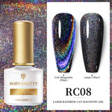 BORN PRETTY Laser Rainbow Holo Reflective Magnetic Cateye Gel Polish - RC08 | Venus Nail Art Supplies Australia