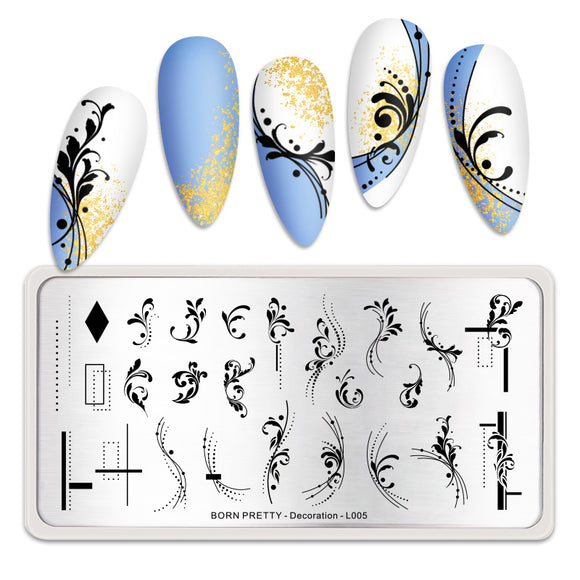BORN PRETTY Nail Art Stamping Plate - DECORATION L005 | Venus Nail Art Supplies Australia