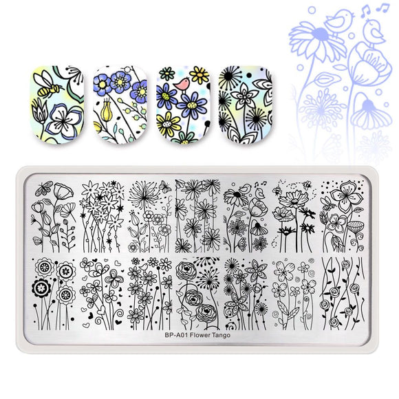 BORN PRETTY Stamping Plate - FLOWER TANGO BP-A01
